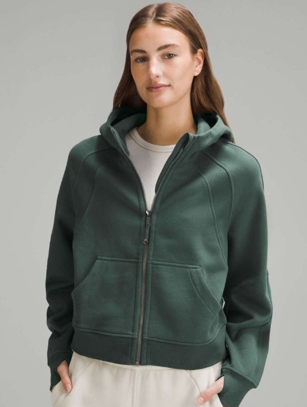 Lululemon Scuba Oversized Full-Zip Hoodie Jacket Dark Forest Green Pockets Cozy